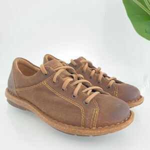 Born Womens Trevan Sneaker Oxford Size 7 Brown Suede Lace Up Shoe Comfy Flat